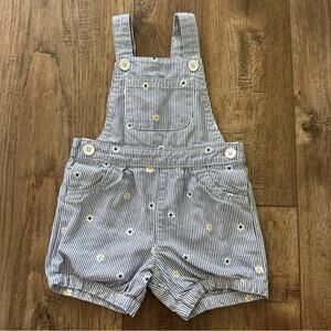 Carter’s Daisy Striped Overalls, Blue/White/Yellow, Shortalls, Infant, 9m